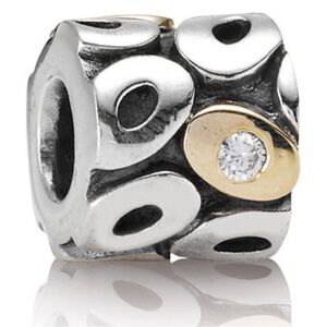 PANDORA - Oh My! Silver with 14k Gold and Clear Zirconia Charm #790431 [Retired]